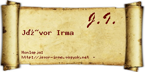 Jávor Irma névjegykártya