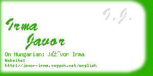 irma javor business card